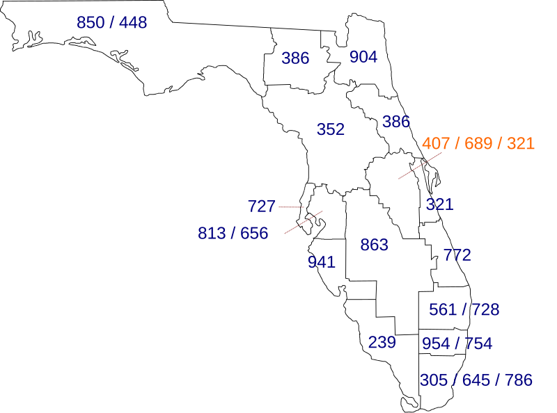 407 and 689 Area Codes in Central Florida